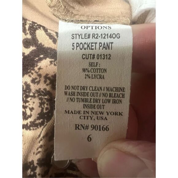 Options Garfield & Marks Printed Beige/Brown Pants Sz 6 NWT - Picture 5 of 8